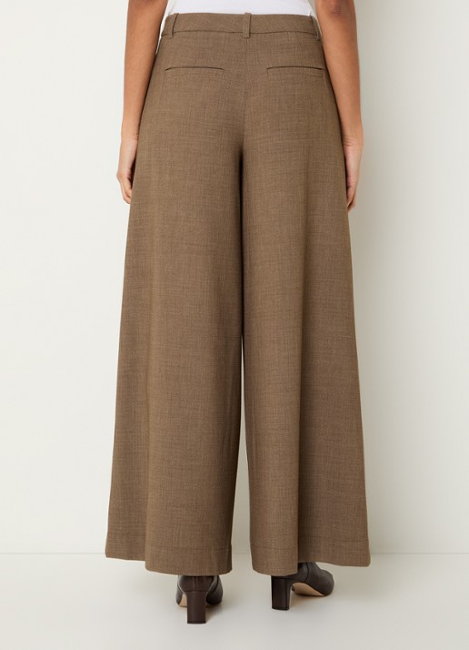 MSCH Copenhagen MSCHDarina high waist wide fit pantalon met steekzakken - achterkant 3 bruin