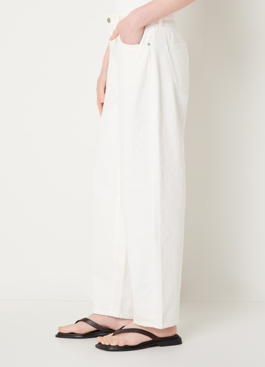MSCH Copenhagen MSCHDexter high waist balloon fit jeans met destroyed afwerking - detail 5 gebroken wit
