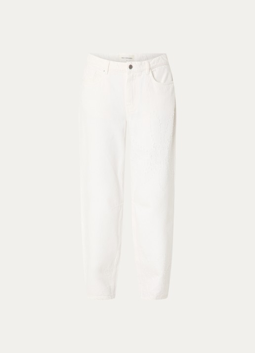 MSCH Copenhagen MSCHDexter high waist balloon fit jeans met destroyed afwerking - voorkant 2 gebroken wit