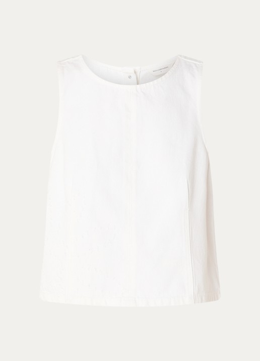 MSCH Copenhagen MSCHDexter top van denim  - voorkant 3 gebroken wit