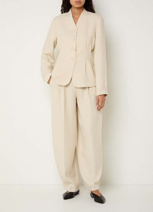 MSCH Copenhagen MSCHEsteriane blazer met plooidetail - voorkant 2 beige