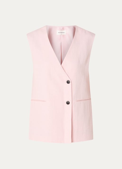 MSCH Copenhagen MSCHFranciska gilet in linnenblend - voorkant 3 lichtroze