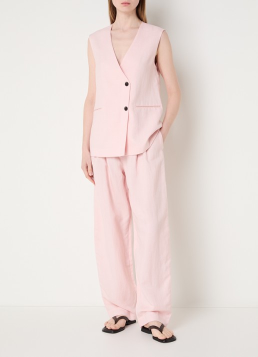 MSCH Copenhagen MSCHFranciska gilet in linnenblend - voorkant 4 lichtroze