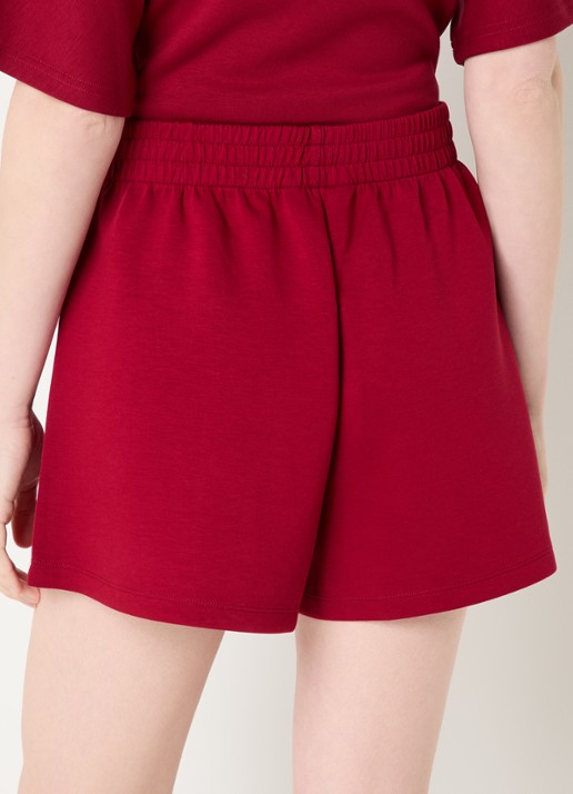 MSCH Copenhagen MSCHHarissa high waist straight fit korte joggingbroek - achterkant donkerrood