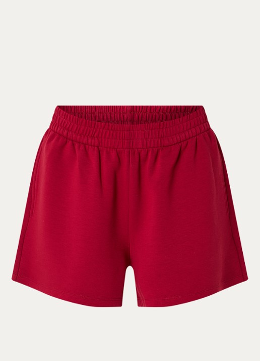 MSCH Copenhagen MSCHHarissa high waist straight fit korte joggingbroek - voorkant 3 donkerrood