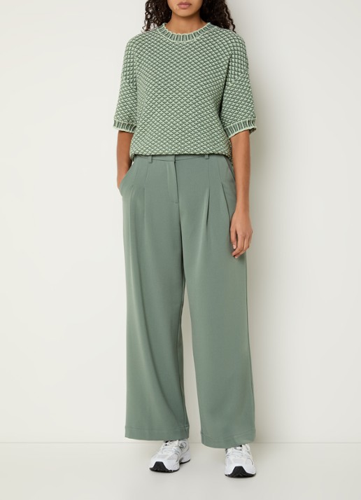 MSCH Copenhagen MSCHHenrika high waist loose fit pantalon met steekzakken - voorkant 3 groen