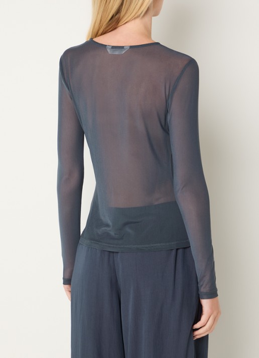 MSCH Copenhagen MSCHJanie Illenora semi-transparante top van mesh - achterkant indigo