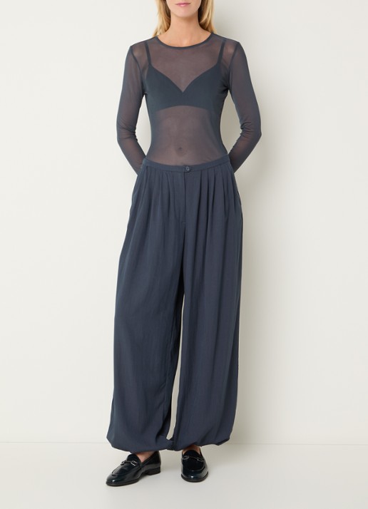 MSCH Copenhagen MSCHJanie Illenora semi-transparante top van mesh - voorkant 3 indigo