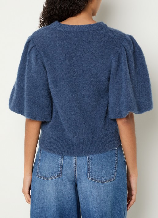 MSCH Copenhagen MSCHJinie fijngebreide trui in alpaca wolblend met vlindermouwen - achterkant 4 blauw