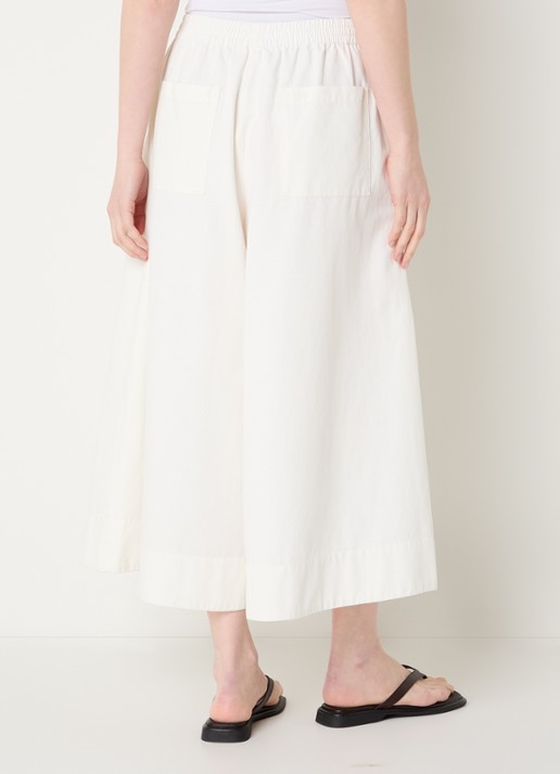 MSCH Copenhagen MSCHJosilyn high waist wide fit culotte met steekzakken - achterkant 4 wit