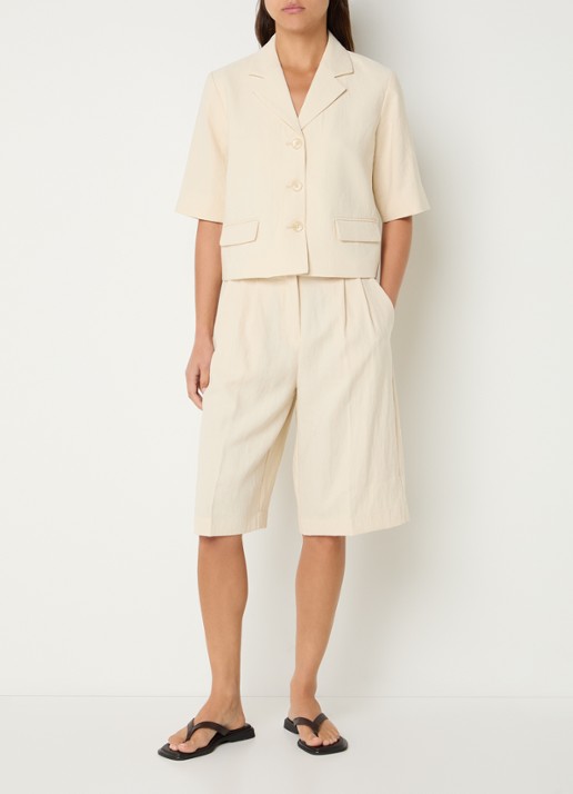 MSCH Copenhagen MSCHKeeley blouse met klepzakken - voorkant 4 beige