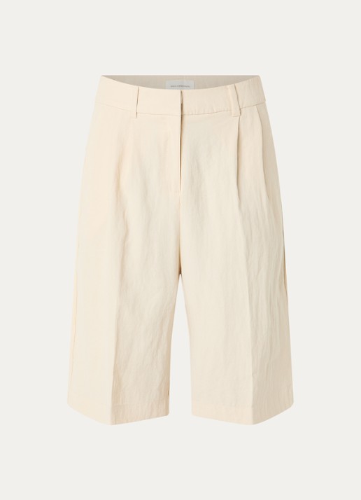 MSCH Copenhagen MSCHKeeley high waist wide fit korte broek met steekzakken - voorkant 2 beige