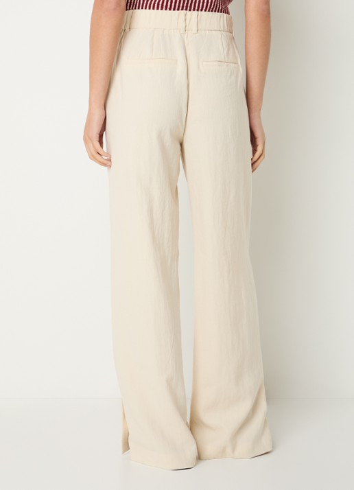 MSCH Copenhagen MSCHKeeley high waist wide fit pantalon met steekzakken - achterkant 4 beige