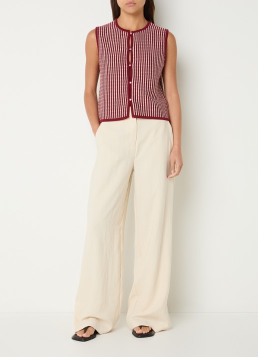 MSCH Copenhagen MSCHKeeley high waist wide fit pantalon met steekzakken - voorkant 2 beige