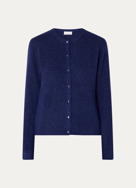 MSCH Copenhagen Mschkellsey grofgebreid vest in wolblend - voorkant donkerblauw