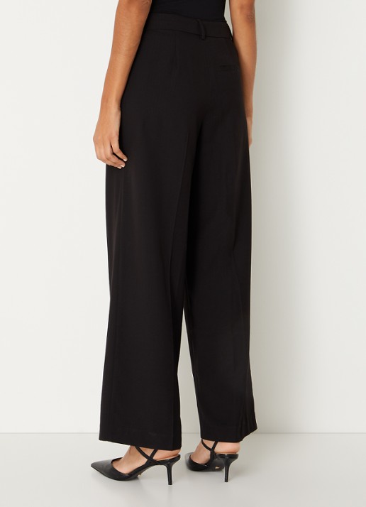 MSCH Copenhagen MSCHMachella high waist wide fit pantalon met steekzakken - achterkant 3 zwart