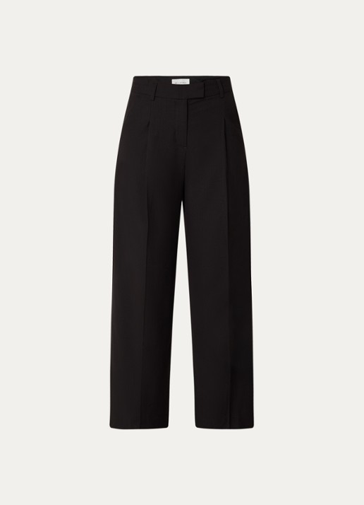 MSCH Copenhagen MSCHMachella high waist wide fit pantalon met steekzakken - voorkant zwart