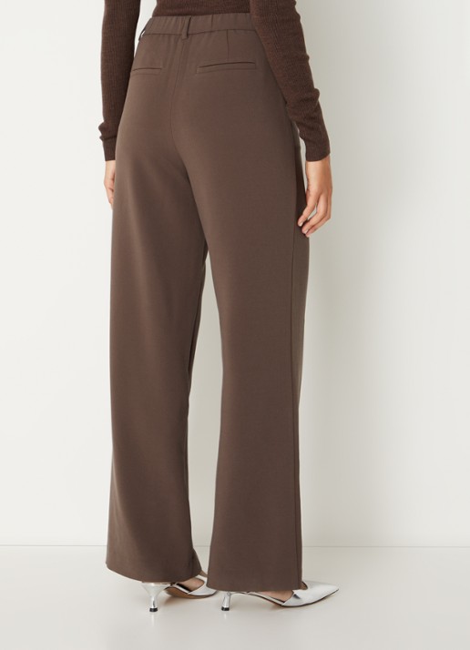 MSCH Copenhagen MSCHMacy Michelle high waist straight fit pantalon met steekzakken - achterkant bruin