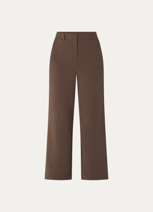 MSCH Copenhagen MSCHMacy Michelle high waist straight fit pantalon met steekzakken - voorkant 2 bruin