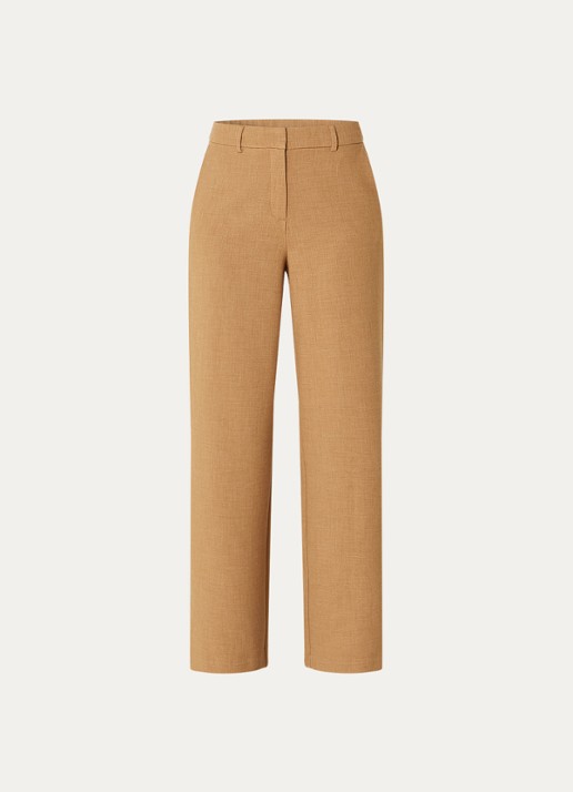 MSCH Copenhagen MSCHMacy Michelle high waist straight fit pantalon met steekzakken - voorkant 2 camel