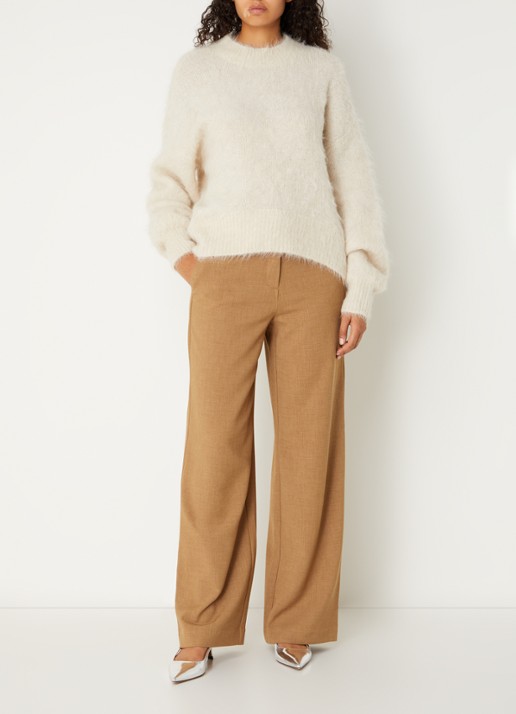 MSCH Copenhagen MSCHMacy Michelle high waist straight fit pantalon met steekzakken - voorkant 3 camel