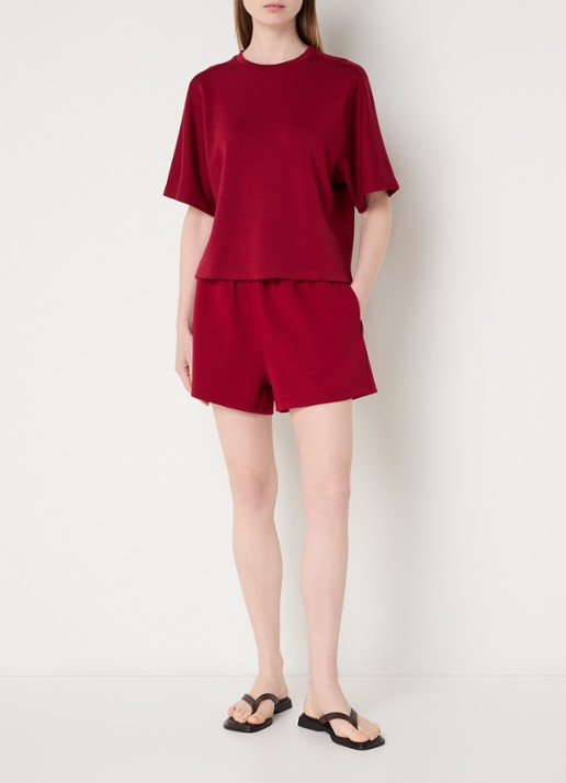 MSCH Copenhagen MSCHMaelee T-shirt met siernaad - voorkant 3 donkerrood