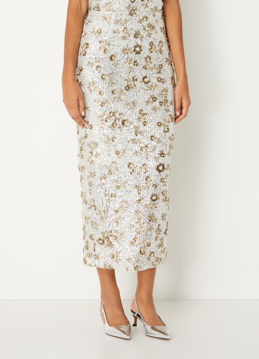 MSCH Copenhagen MSCHMagnolia midi rok met pailletten en kralendecoratie