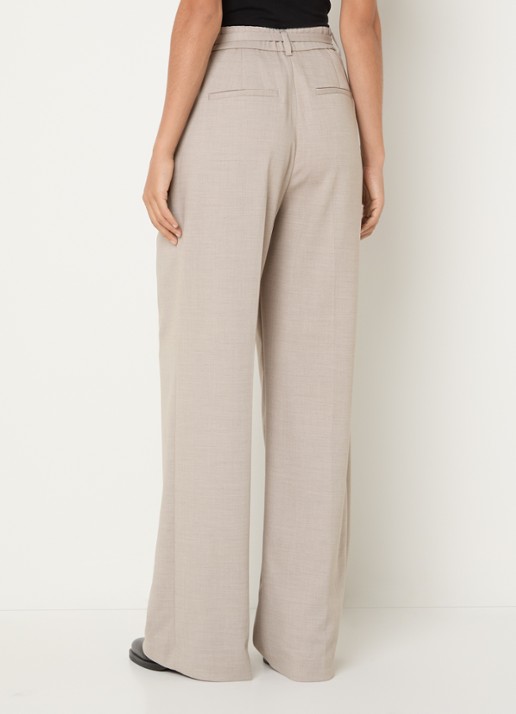 MSCH Copenhagen MSCHMarcell high waist straight fit pantalon met strikceintuur - achterkant 3 taupe