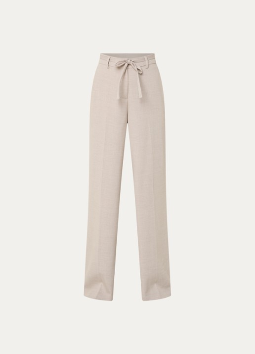 MSCH Copenhagen MSCHMarcell high waist straight fit pantalon met strikceintuur - voorkant taupe