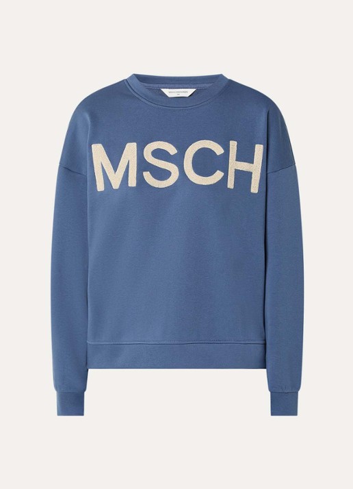 MSCH Copenhagen MSCHMela sweater met logoprint - voorkant blauw