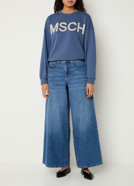 MSCH Copenhagen MSCHMela sweater met logoprint - voorkant 2 blauw