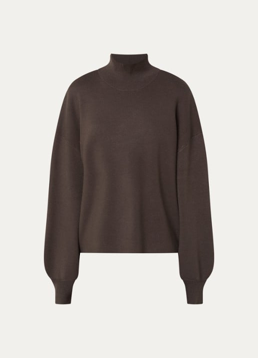 MSCH Copenhagen MSCHMercy fijngebreide pullover met opstaande kraag - voorkant 3 bruin
