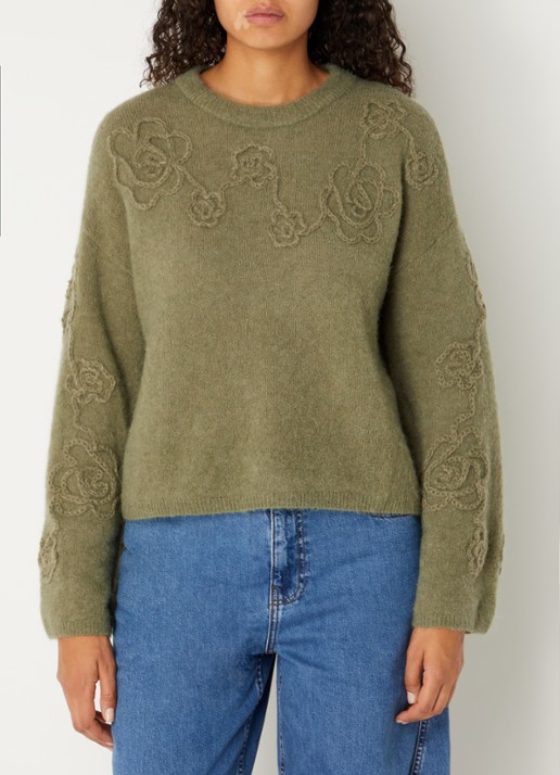 MSCH Copenhagen MSCHMiabelle Hope fijngebreide pullover in alpaca wolblend met bloemborduring