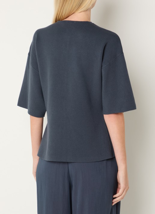 MSCH Copenhagen MSCHMirielle fijngebreid vest met trompetmouw - achterkant indigo
