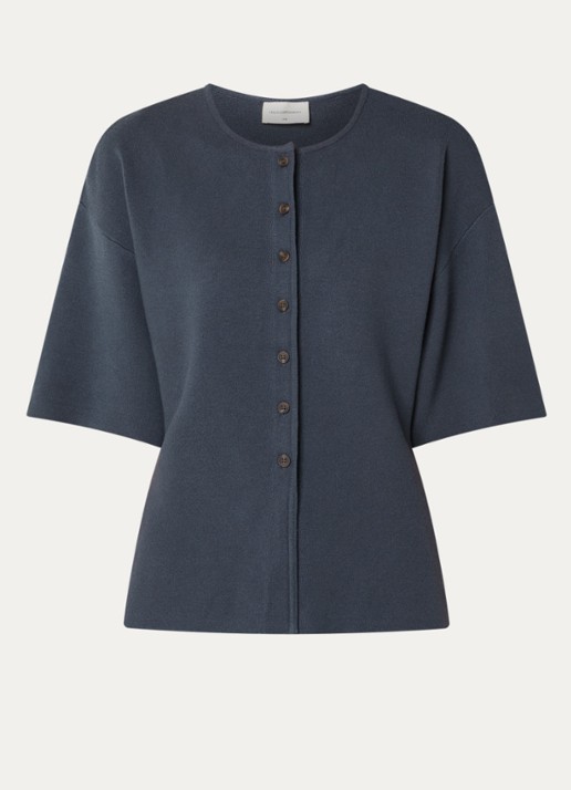 MSCH Copenhagen MSCHMirielle fijngebreid vest met trompetmouw - voorkant 3 indigo