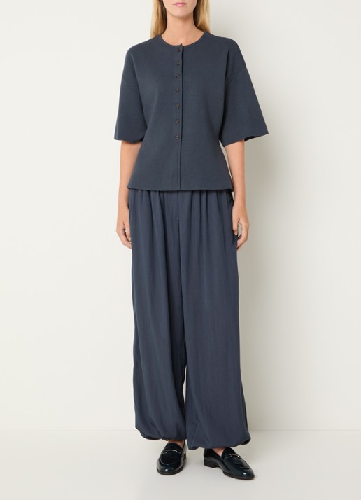 MSCH Copenhagen MSCHMirielle fijngebreid vest met trompetmouw - voorkant 4 indigo
