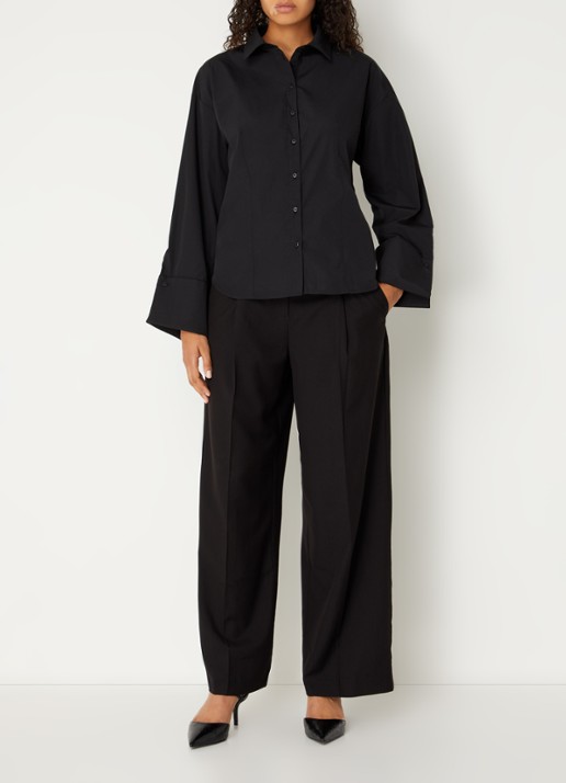 MSCH Copenhagen Mschnatalia blouse met knoopdetail - voorkant 2 zwart