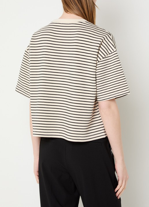 MSCH Copenhagen MSCHNilda T-shirt met streepprint - achterkant 2 creme