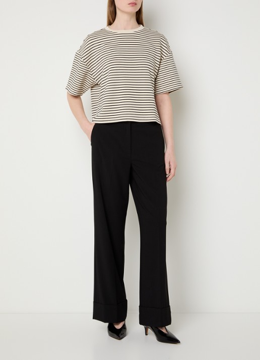 MSCH Copenhagen MSCHNilda T-shirt met streepprint - voorkant 4 creme