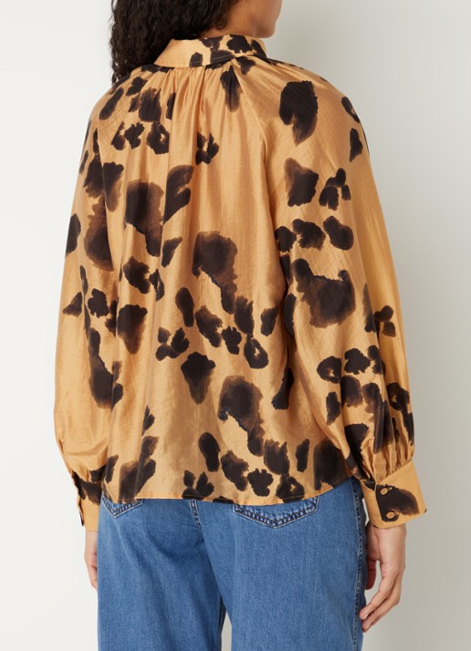 MSCH Copenhagen MSCHNilla Romina tuniek met panterprint en keyhole - achterkant camel
