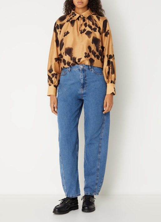 MSCH Copenhagen MSCHNilla Romina tuniek met panterprint en keyhole - voorkant 3 camel