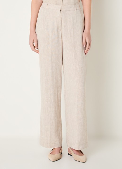 MSCH Copenhagen MSCHPennie high waist wide fit pantalon in linnenblend met steekzakken