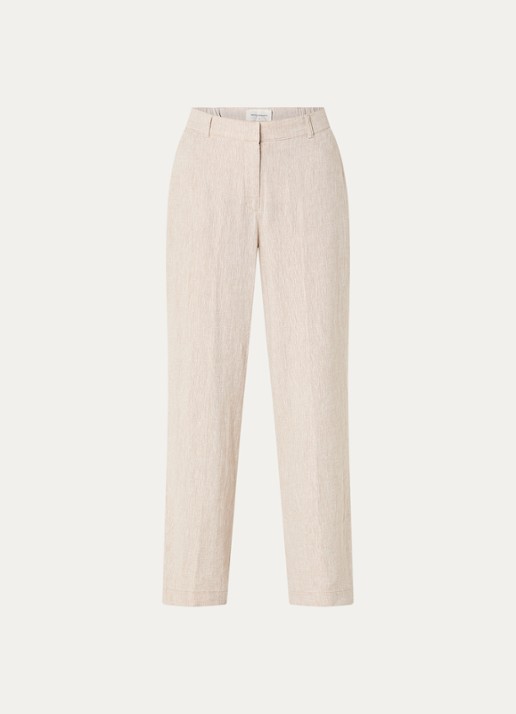 MSCH Copenhagen MSCHPennie high waist wide fit pantalon in linnenblend met steekzakken - voorkant beige