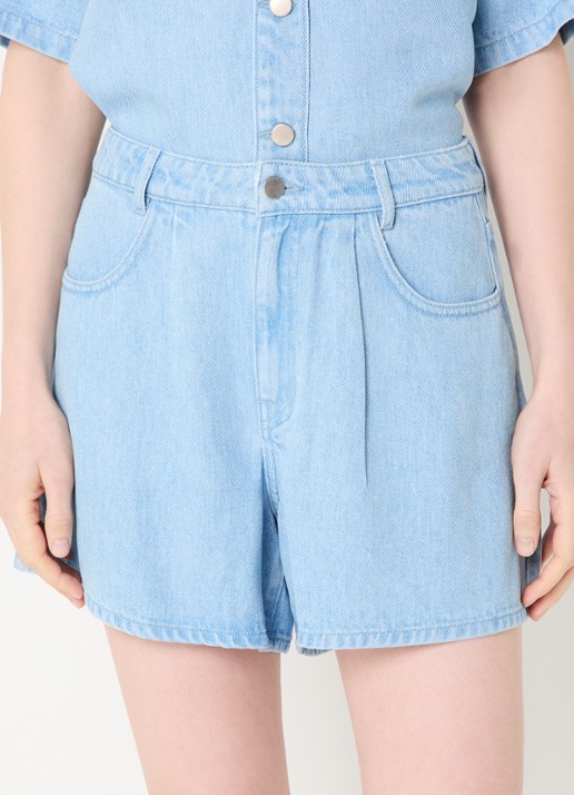 MSCH Copenhagen MSCHSaphina high waist straight fit korte broek van chambray