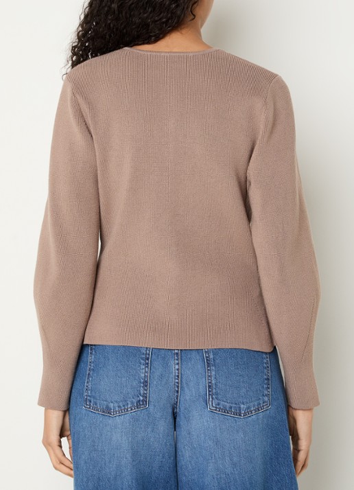 MSCH Copenhagen MSCHShaine fijngebreid vest met ronde hals - achterkant zand