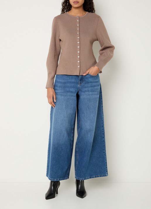 MSCH Copenhagen MSCHShaine fijngebreid vest met ronde hals - voorkant 4 zand