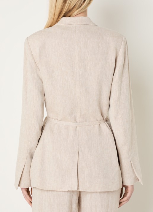 MSCH Copenhagen MSCHViana blazer in linnenblend met klepzakken en strikceintuur - achterkant 3 beige