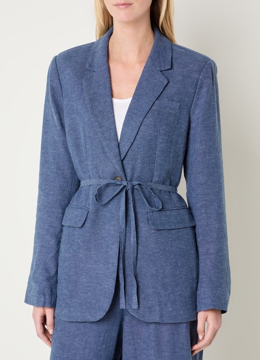 MSCH Copenhagen MSCHViana blazer in linnenblend met klepzakken en strikceintuur