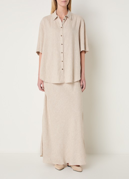 MSCH Copenhagen MSCHViana blouse van linnen - voorkant 4 beige