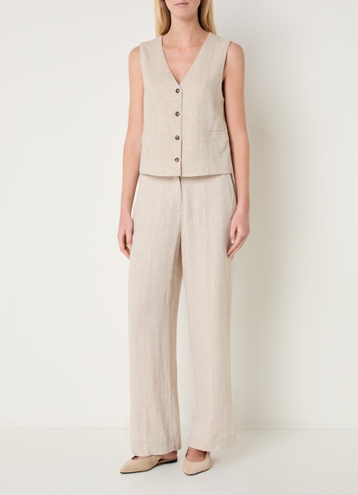 MSCH Copenhagen MSCHViana gilet in linnenblend - voorkant 4 beige